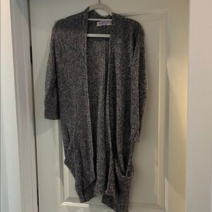 Sparrow Women's Black and White Open Front Cardigan